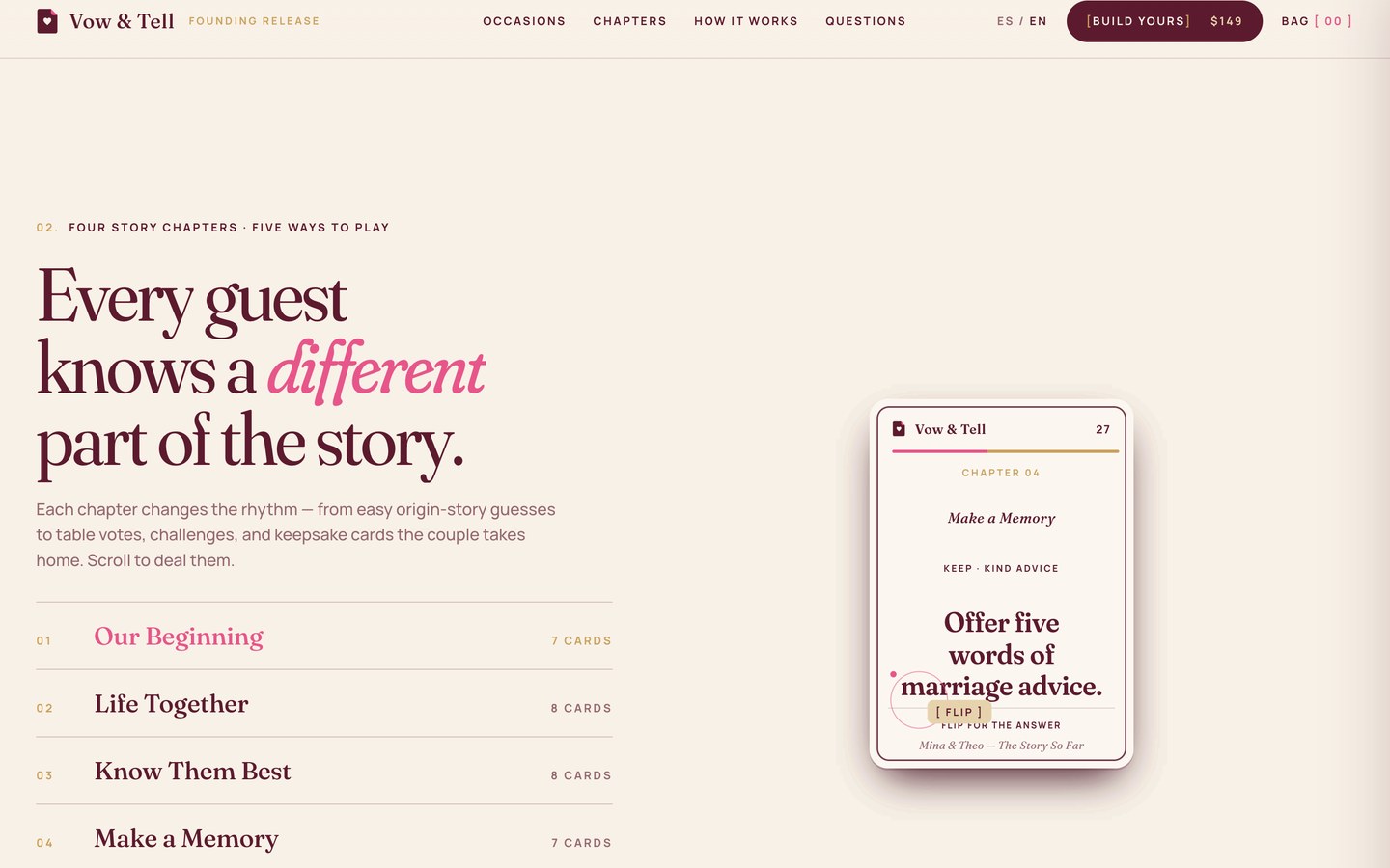 Vow & Tell — a second screen